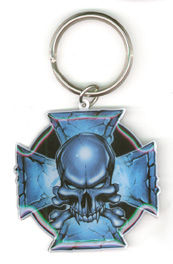 Blue Cross Of Iron Metal Keychain