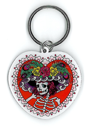 Sunny Buick Flower Hat Sugar Skull Keyring | Undead, Skeletons and Creatures of the Night