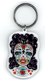 Sunny Buick Tea Lady Sugar Skull Key Ring | Undead, Skeletons and Creatures of the Night