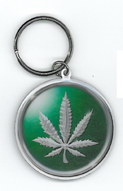 Chrome Leaf Key Ring | Cannabis