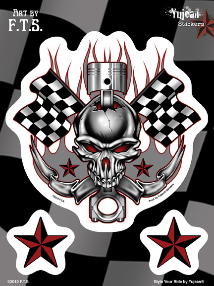 F.T.S Racing Skull 6x8 Sticker | CLEARANCE!!