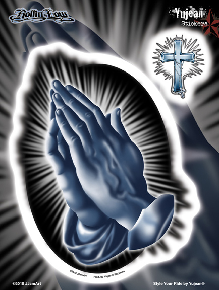 Rollin Low Praying Hands 6x8 Sticker | CLEARANCE!!