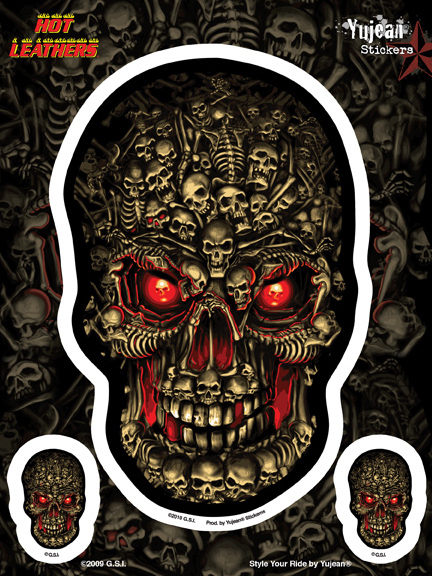 Hot Leathers Boneyard Skull Biker 6x8 Sticker | Hot Leathers
