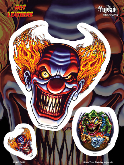 Hot Leathers Evil Clown Biker 6x8 Sticker | Stickers