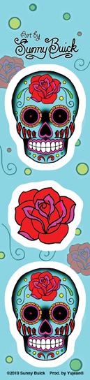 Sunny Buick Mini Rose Skull Strip Sticker | Skulls and Dragons