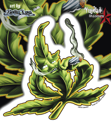 Rollin Low Smoking Pot Leaf Sticker  | Cannabis
