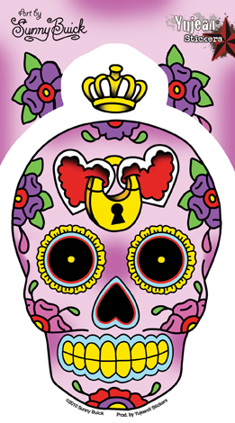 Sunny Buick Heart Lock Sugar Skull Sticker | Skulls and Dragons