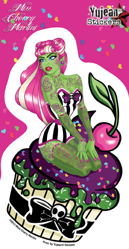 Miss Cherry Martini Cupcake Zombie Sticker | Undead, Skeletons and Creatures of the Night
