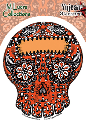 M Luera Kaleidescope Skull Orange Sticker | CLEARANCE!!