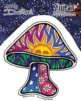 Dan Morris Sun Mushroom sticker | Window Stickers: Clear Backing, Put Them Anywhere!