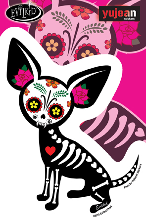 Evilkid Chihuahua Muerta Sticker | Skulls and Dragons