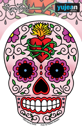 Sunny Buick Sacred Heart Sugar Skull Sticker | Day of the Dead Stickers, Patches, Button Boxes & Pins!