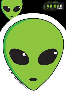 Alien Head Sticker | Window Stickers: Clear Backing, Put Them Anywhere!