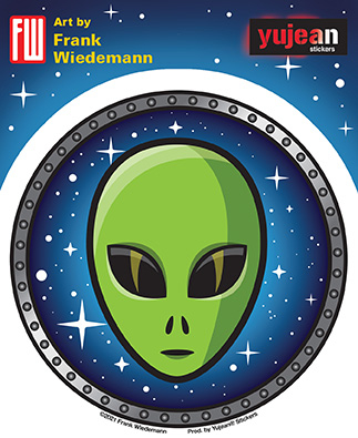 Wiedemann Space Alien Sticker | Window Stickers: Clear Backing, Put Them Anywhere!