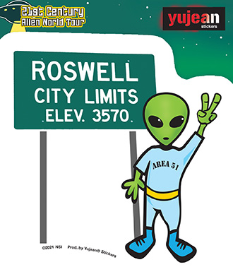 Roswell Alien Sticker | Window Stickers: Clear Backing, Put Them Anywhere!