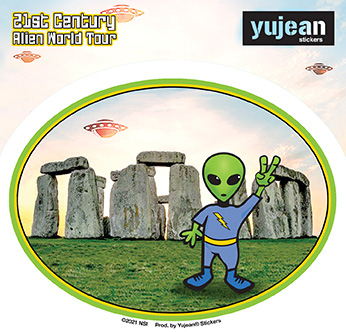 Stonehenge Alien Sticker | Window Stickers: Clear Backing, Put Them Anywhere!