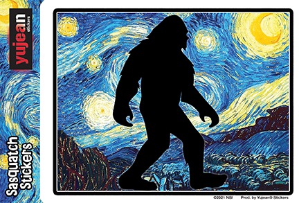 Sasquatch Bigfoot Starry Night Sticker | Sasquatch, Big Foot