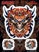 Hot Leathers Flaming Tribal Skull Biker 6x8 Sticker