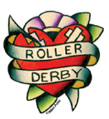 Mini Roller Derby Tattoo Heart Sticker 25-Pack