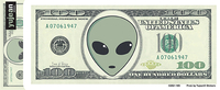$100 Alien Sticker